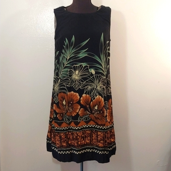 Dresses & Skirts - R&K Original Petites 10P Flowers Palms Tank Dress R & K